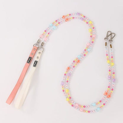 Beaded Dog Leash with Pastel Heart Charms – Handmade & Lightweight
