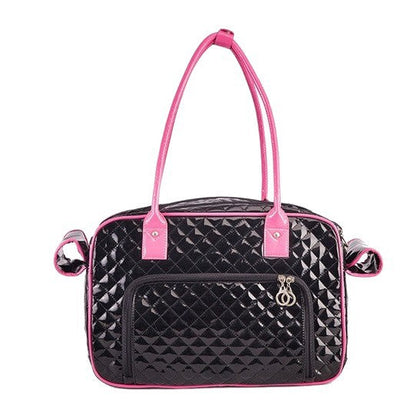 Black and Pink Quilted Pet Carrier Bag