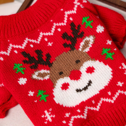 Red Reindeer Christmas Pet Sweater