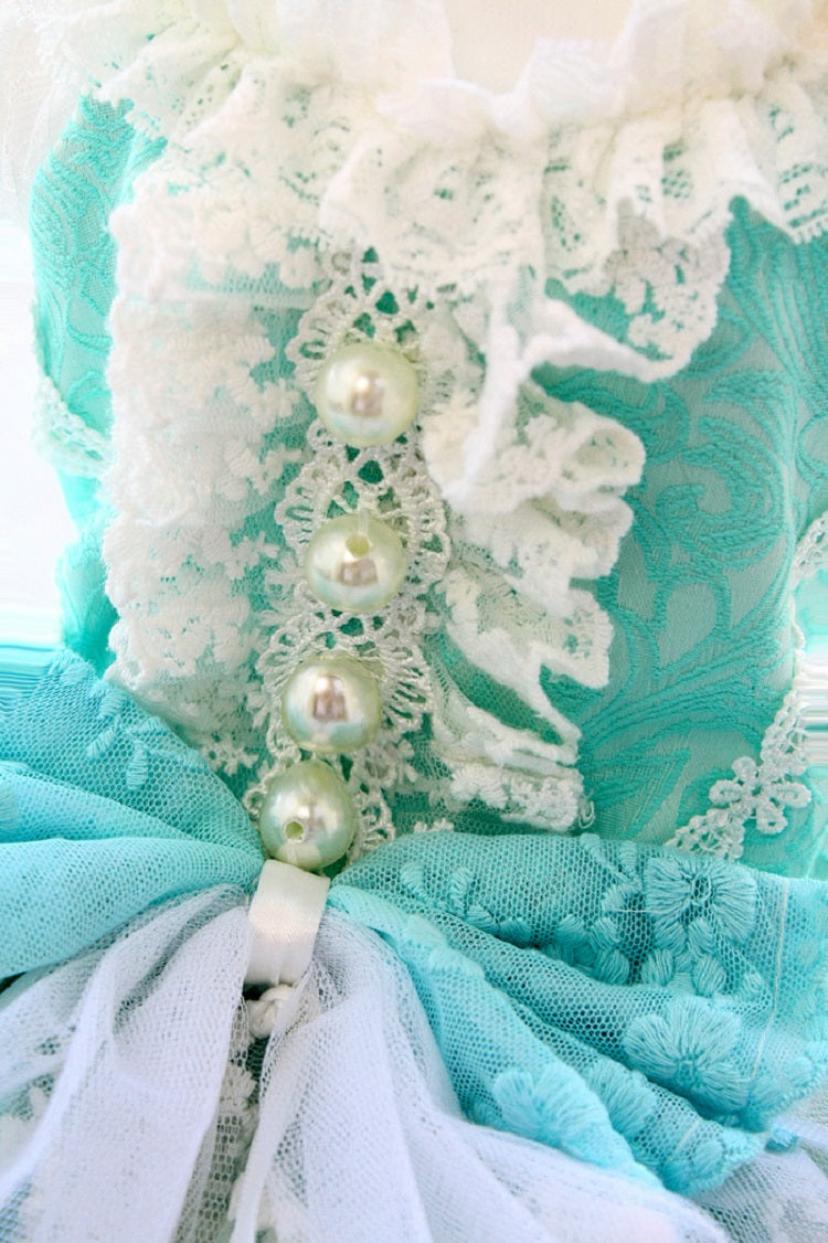 Handmade Luxury Rococo Princess Dog Dress with Crinoline Train – Vintage Royal Pet Gown for Weddings & Photoshoots