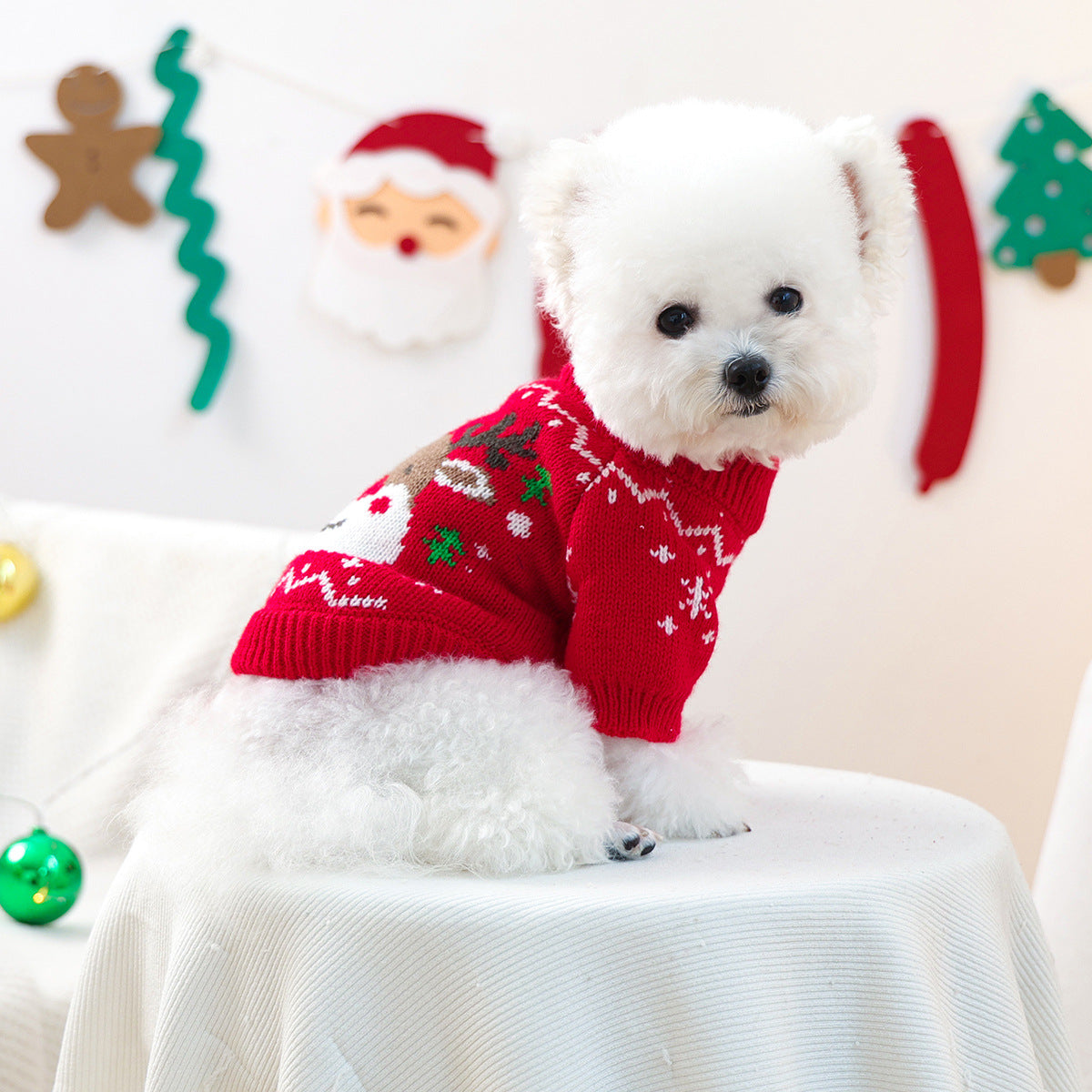 Red Reindeer Christmas Pet Sweater
