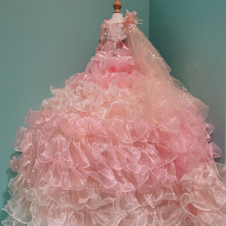 Luxury Dog Wedding Dress Pink Ball Gown