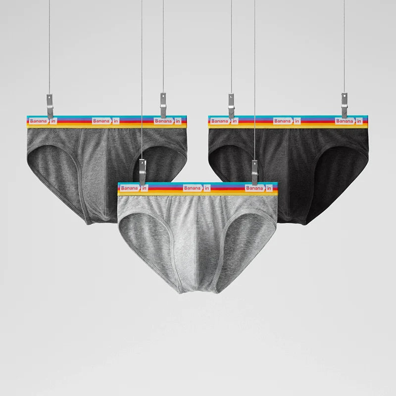 Banana Men’s Silver Briefs – Cotton Blend with Antibacterial Pouch Support