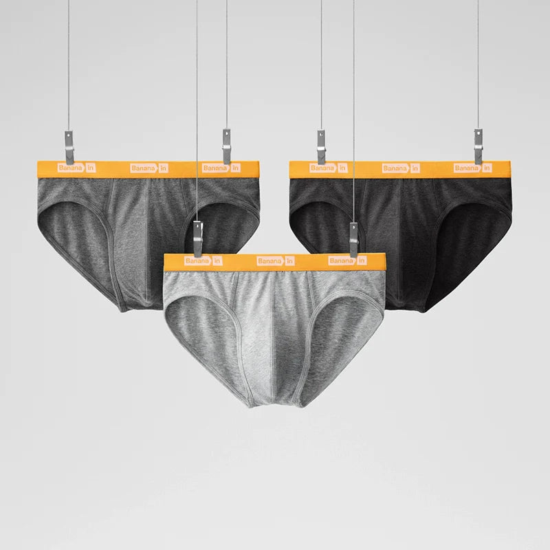 Banana Men’s Silver Briefs – Cotton Blend with Antibacterial Pouch Support
