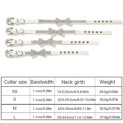 Crystal Bow Dressy Pet Collar for Dogs