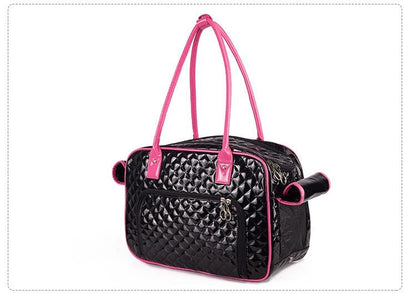 Black and Pink Quilted Pet Carrier Bag