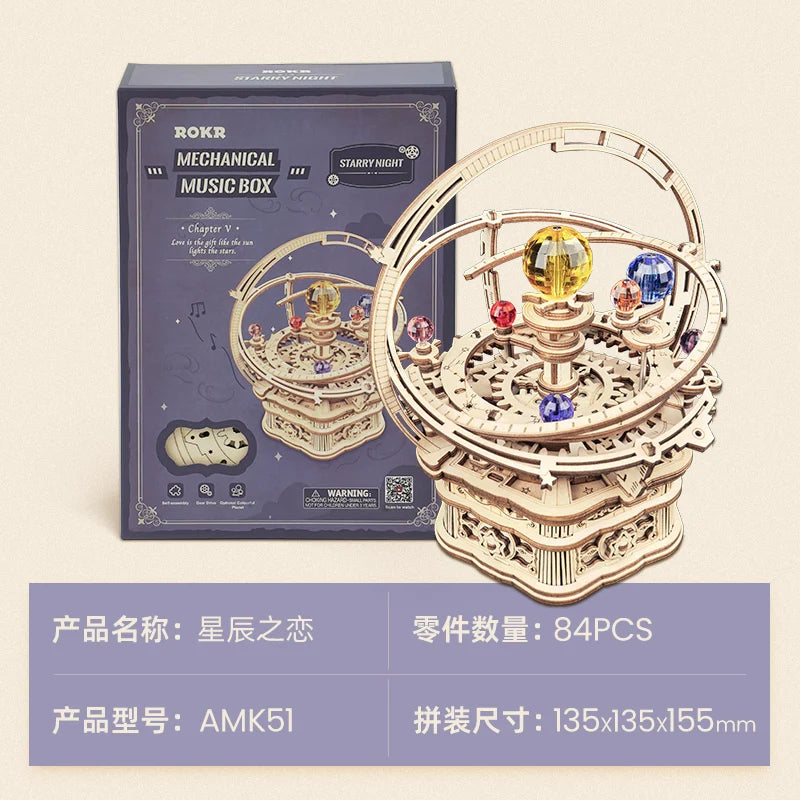 Ruoke Secret Cello Music Box Music Box Building Blocks DIY Handmade Wooden for Birthdays and Valentine's Days Gift for Men and Women