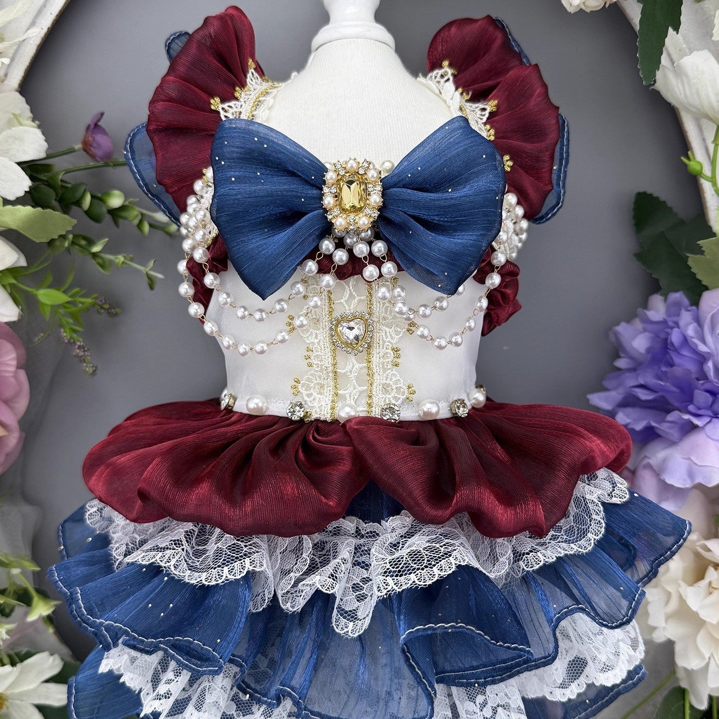 Handmade Luxury Dog Dress Royal Style Lace Tutu