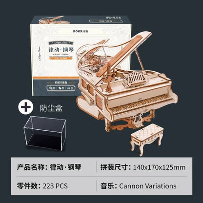 Ruoke Secret Cello Music Box Music Box Building Blocks DIY Handmade Wooden for Birthdays and Valentine's Days Gift for Men and Women