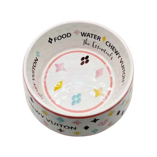 Monogram Melamine Pet Bowl (white)+Placemat