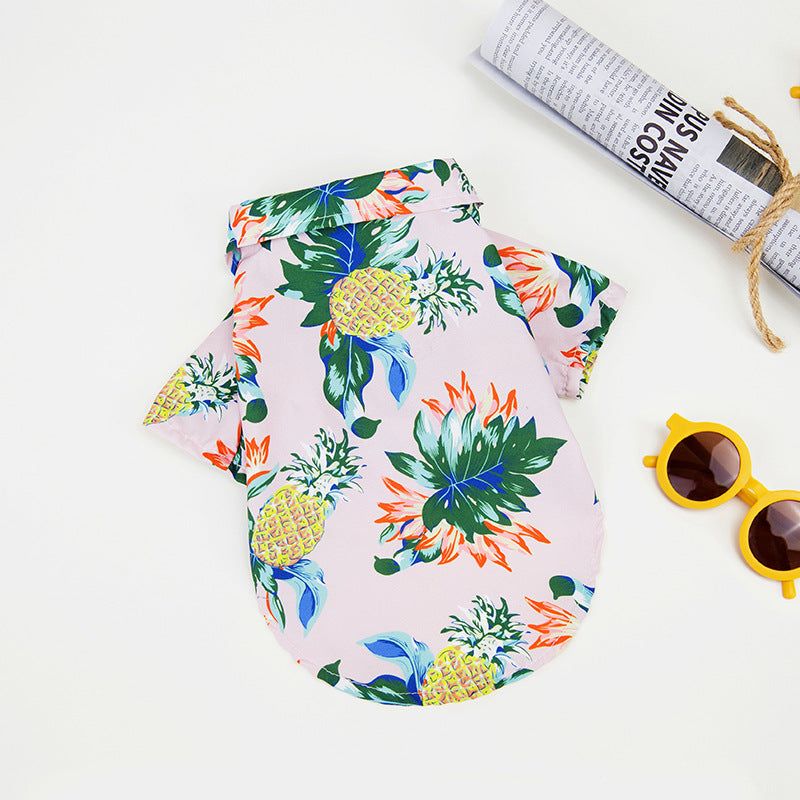 Hawaiian Pet Beach Shirt – Tropical Print Summer Outfit