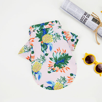 Hawaiian Pet Beach Shirt – Tropical Print Summer Outfit