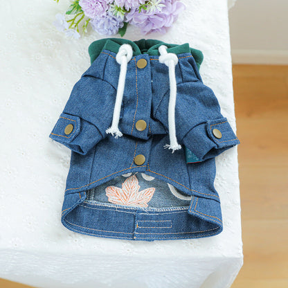 Dog outfit denim jacket hoodie