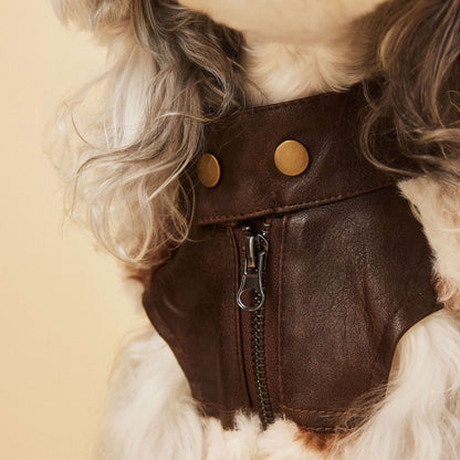 Cow Print Faux Shearling Dog Jacket