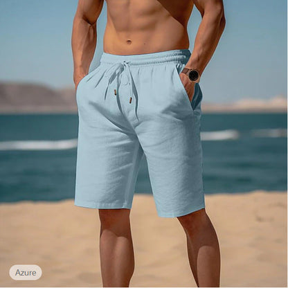 Lightweight Cotton-Linen Beach Shorts - Drawstring Summer Shorts