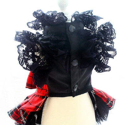 Plaid Uniform Dog Shirt with Skirt