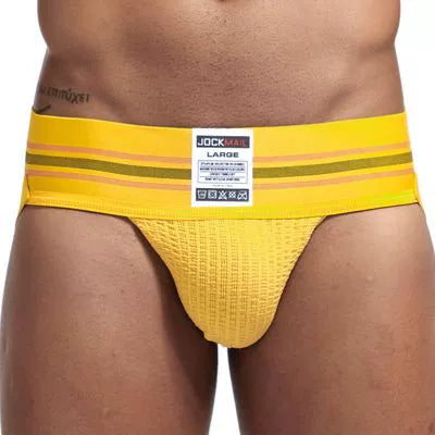 Jockmail Men’s Cotton Blend Breathable Jockstrap – Plaid Waistband, U-Convex Pouch Support