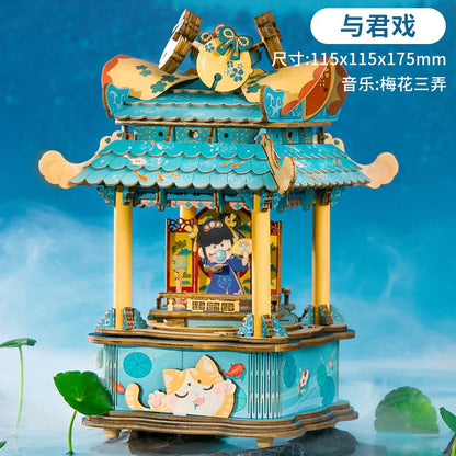 Ruoke Secret Cello Music Box Music Box Building Blocks DIY Handmade Wooden for Birthdays and Valentine's Days Gift for Men and Women