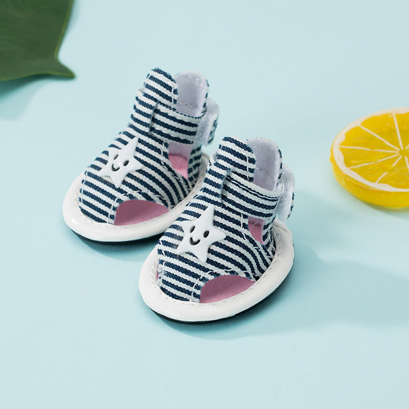 Striped Summer Dog Sandals with Cute Star Design Shoes