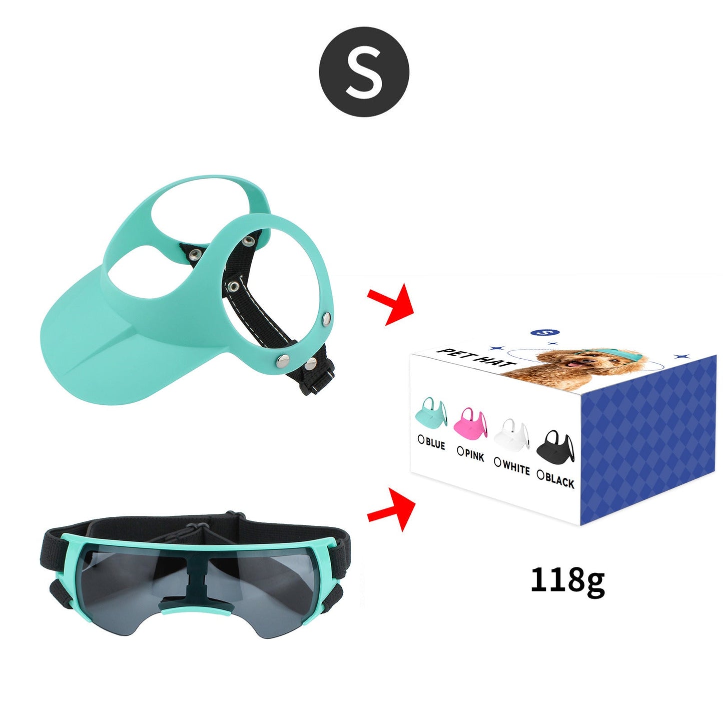 Dog goggle+sunhat sets 3 color