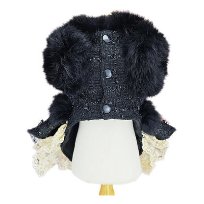 Black Butterfly Embellished Pet Dress Dog Coat
