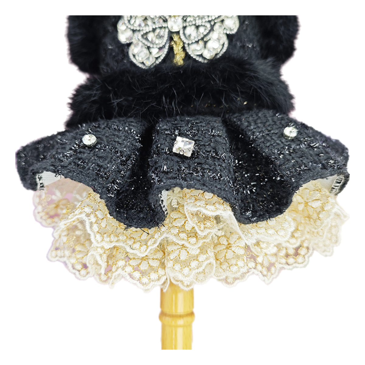 Black Butterfly Embellished Pet Dress Dog Coat
