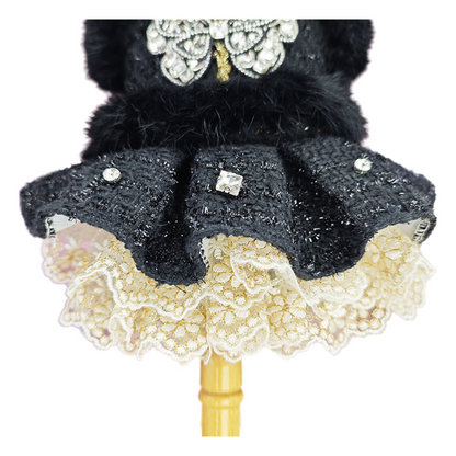 Black Butterfly Embellished Pet Dress Dog Coat