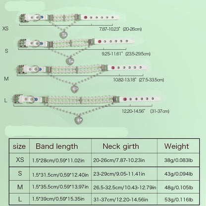 Pearl Heart Charm Pet Collar