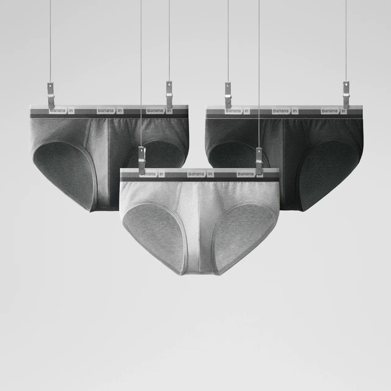 Banana Men’s Silver Briefs – Cotton Blend with Antibacterial Pouch Support