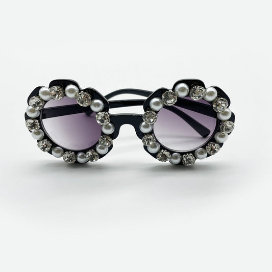 Pearl Rhinestone Flower Pet Sunglasses – Luxury Fashion Dog Glasses