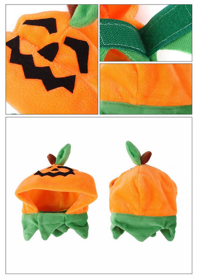 Pumpkin Hood and Halloween Pet Bandana Set