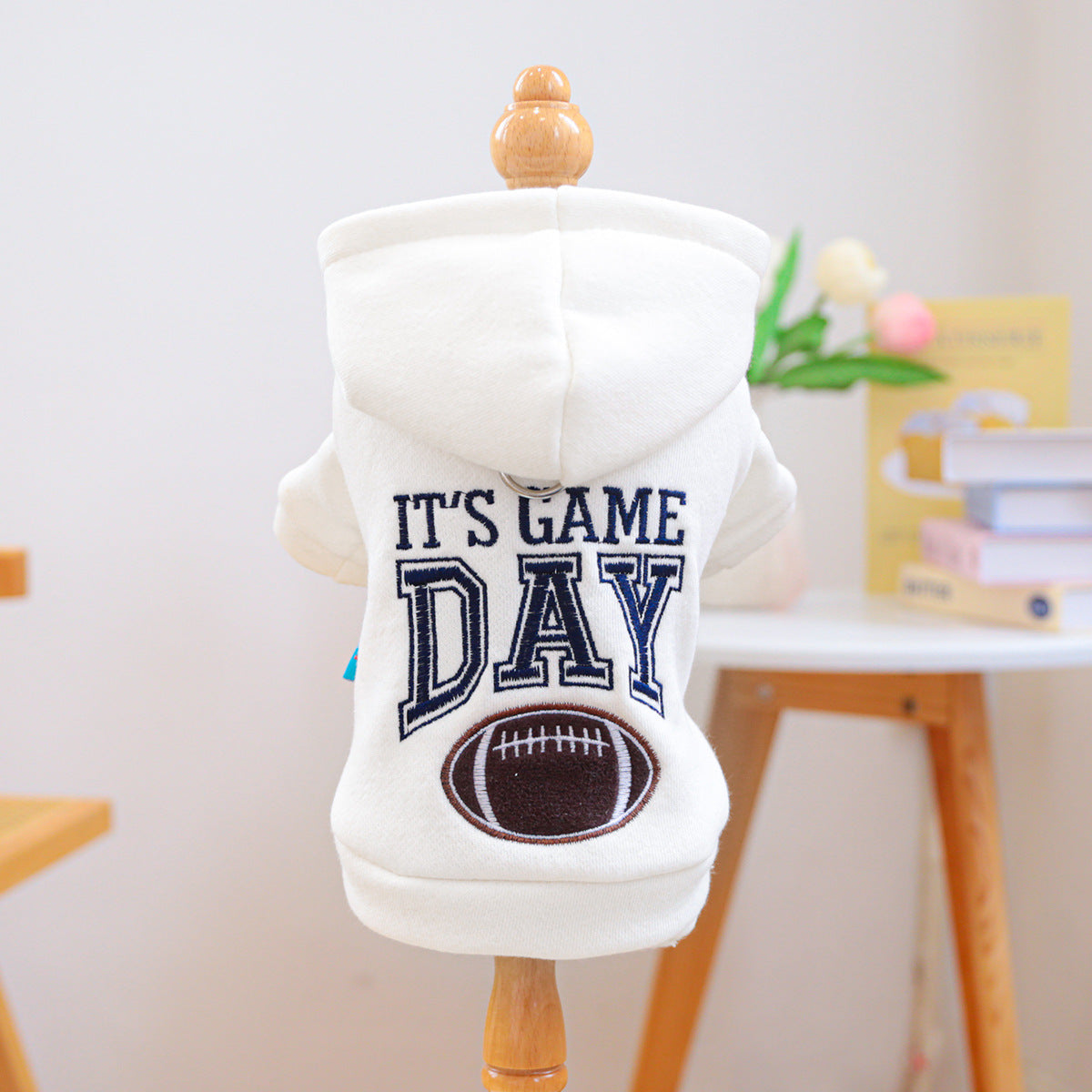 Game Day Dog Hoodie + Football Embroidery & Cozy Fleece
