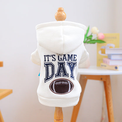 Game Day Dog Hoodie + Football Embroidery & Cozy Fleece