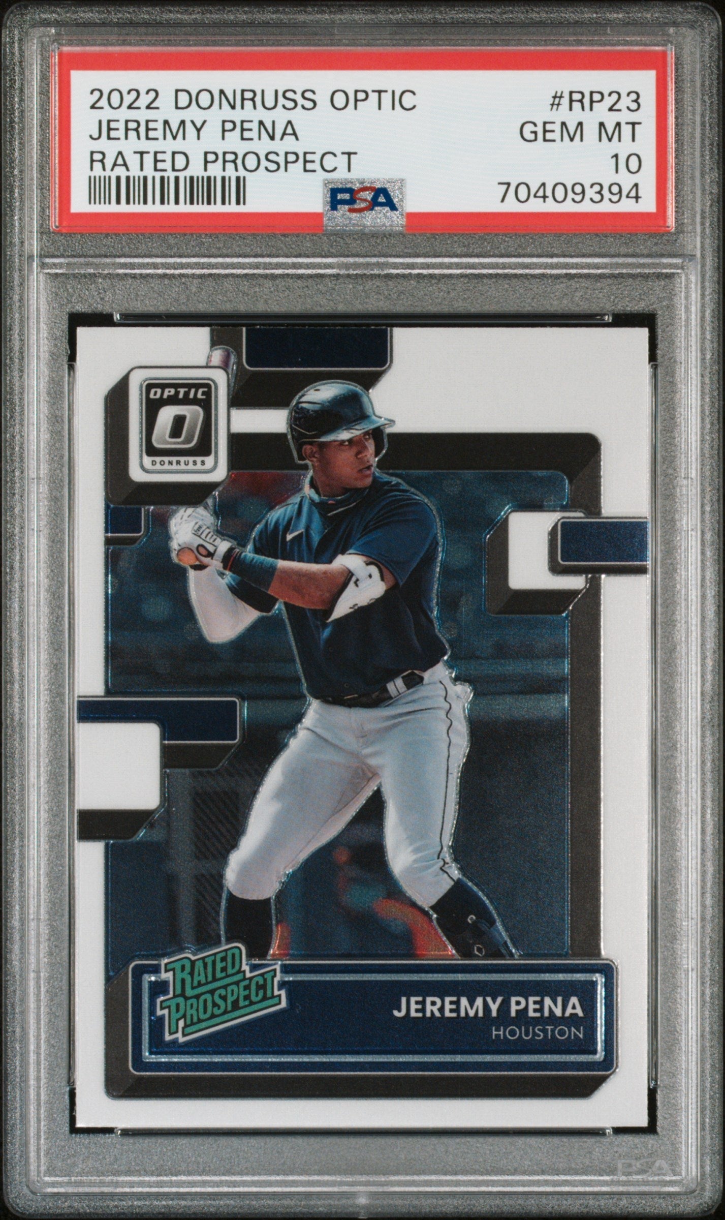 Graded 2022 Panini Donruss Optic Jeremy Pena #RP23 Rated Prospect Rookie RC Baseball Card PSA 10 Gem Mint