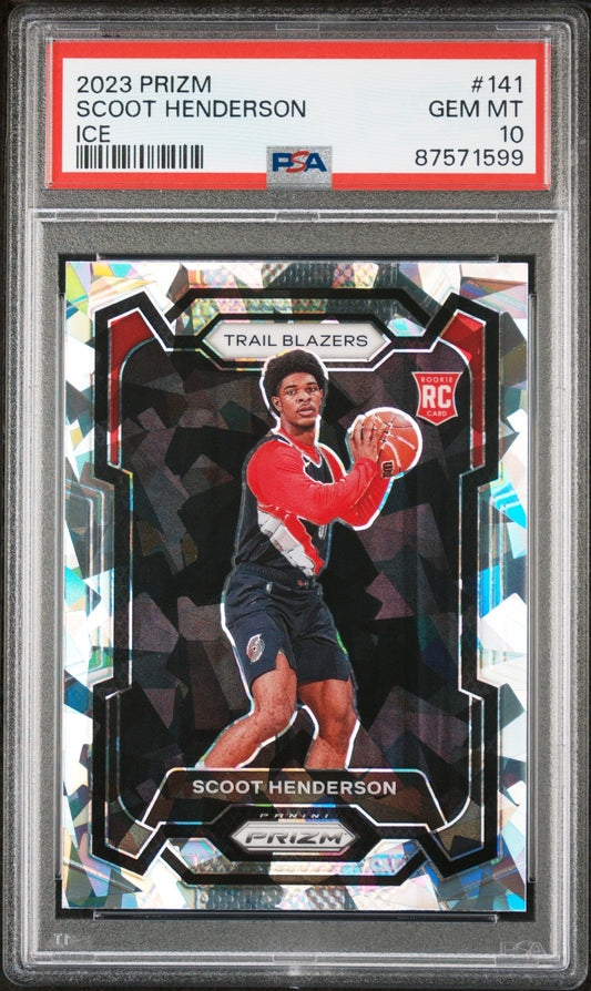 Graded 2023 Panini Prizm Scoot Henderson #141 Ice Rookie RC Basketball Card PSA 10 Gem Mint