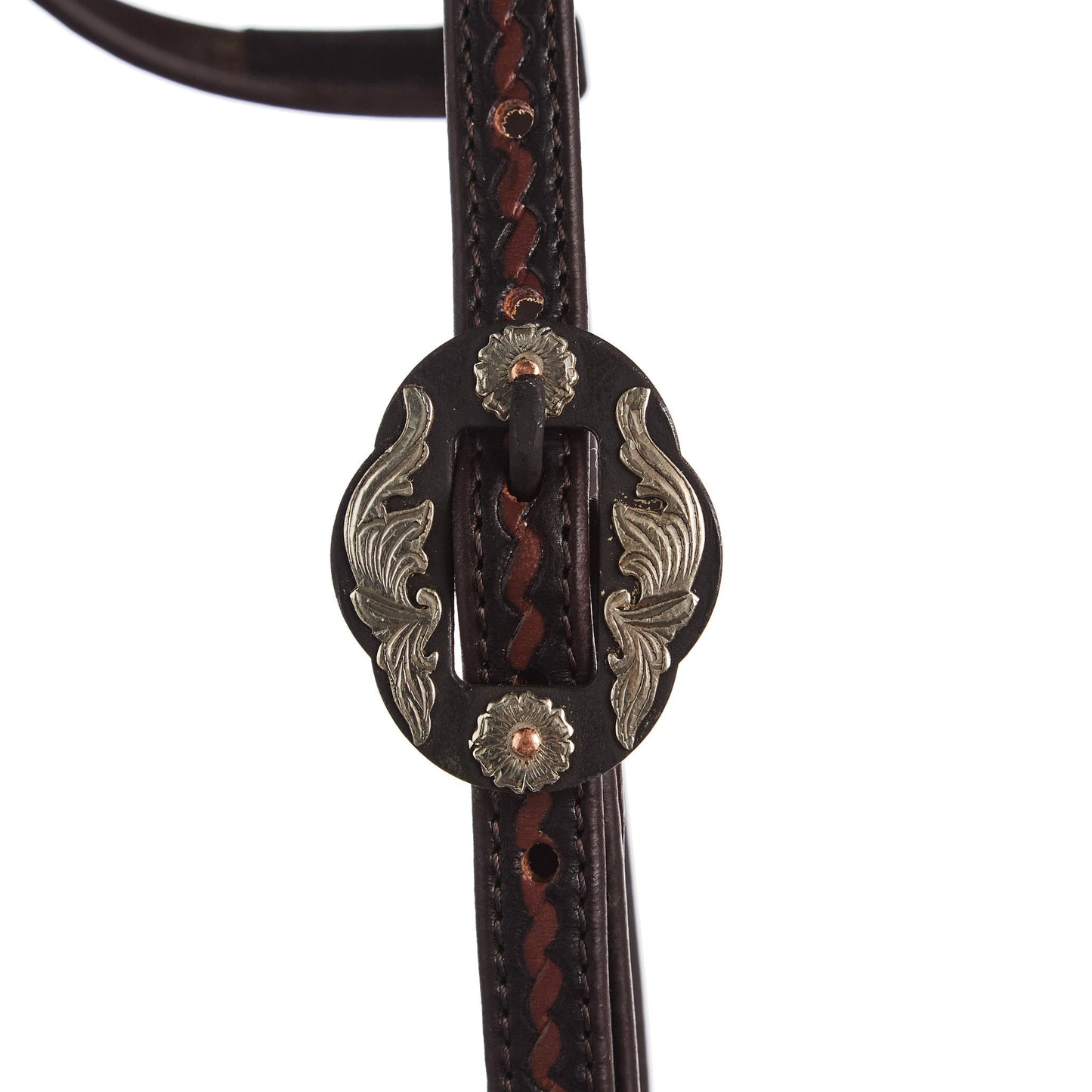 Heavy Oiled Rope Tooling Double Flower Buckle Single Ear Headstall