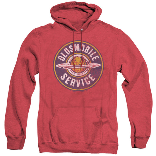 Oldsmobile Vintage Service Mens Heather Hoodie Red Officially Licensed
