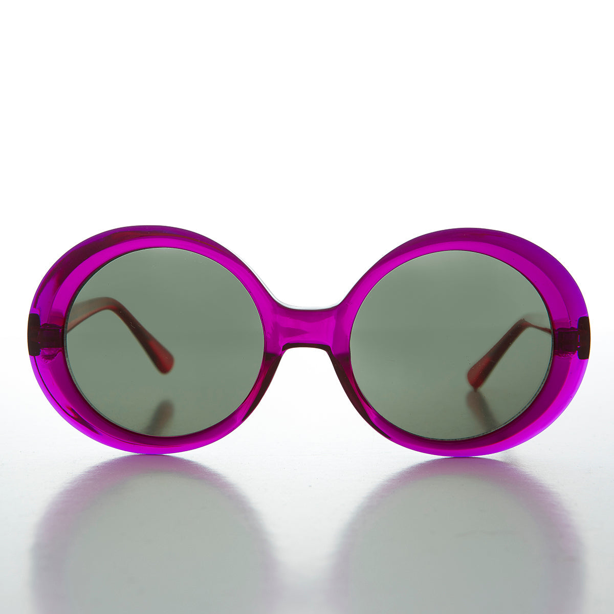 Oversized Round Mod Vintage Sunglass - Opal