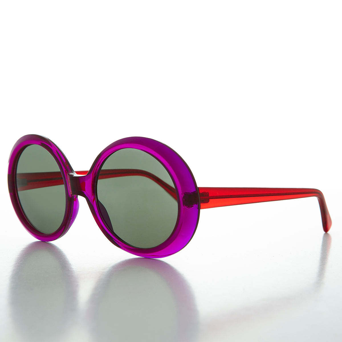 Oversized Round Mod Vintage Sunglass - Opal