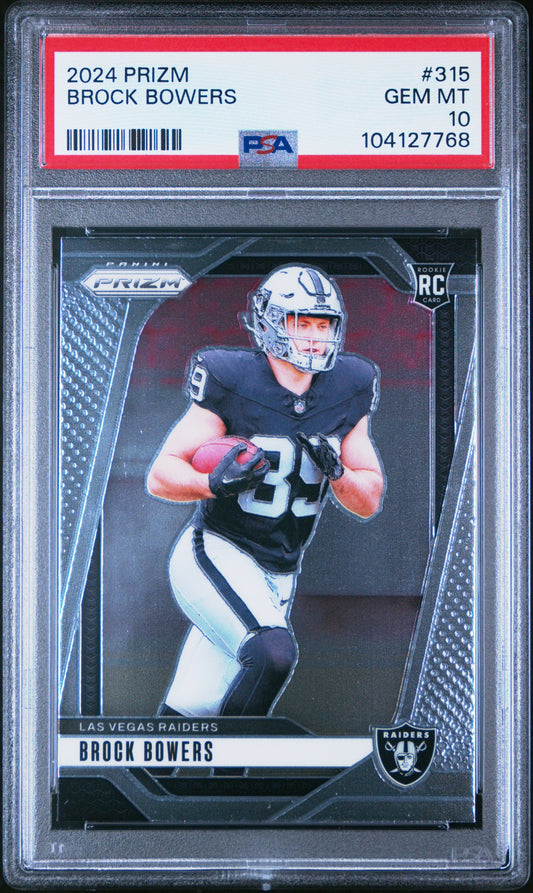 Graded 2024 Panini Prizm Brock Bowers #315 Rookie RC Football Card PSA 10 Gem Mint