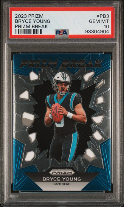 Graded 2023 Panini Prizm Bryce Young #PB3 Prizm Break Rookie RC Football Card PSA 10 Gem Mint