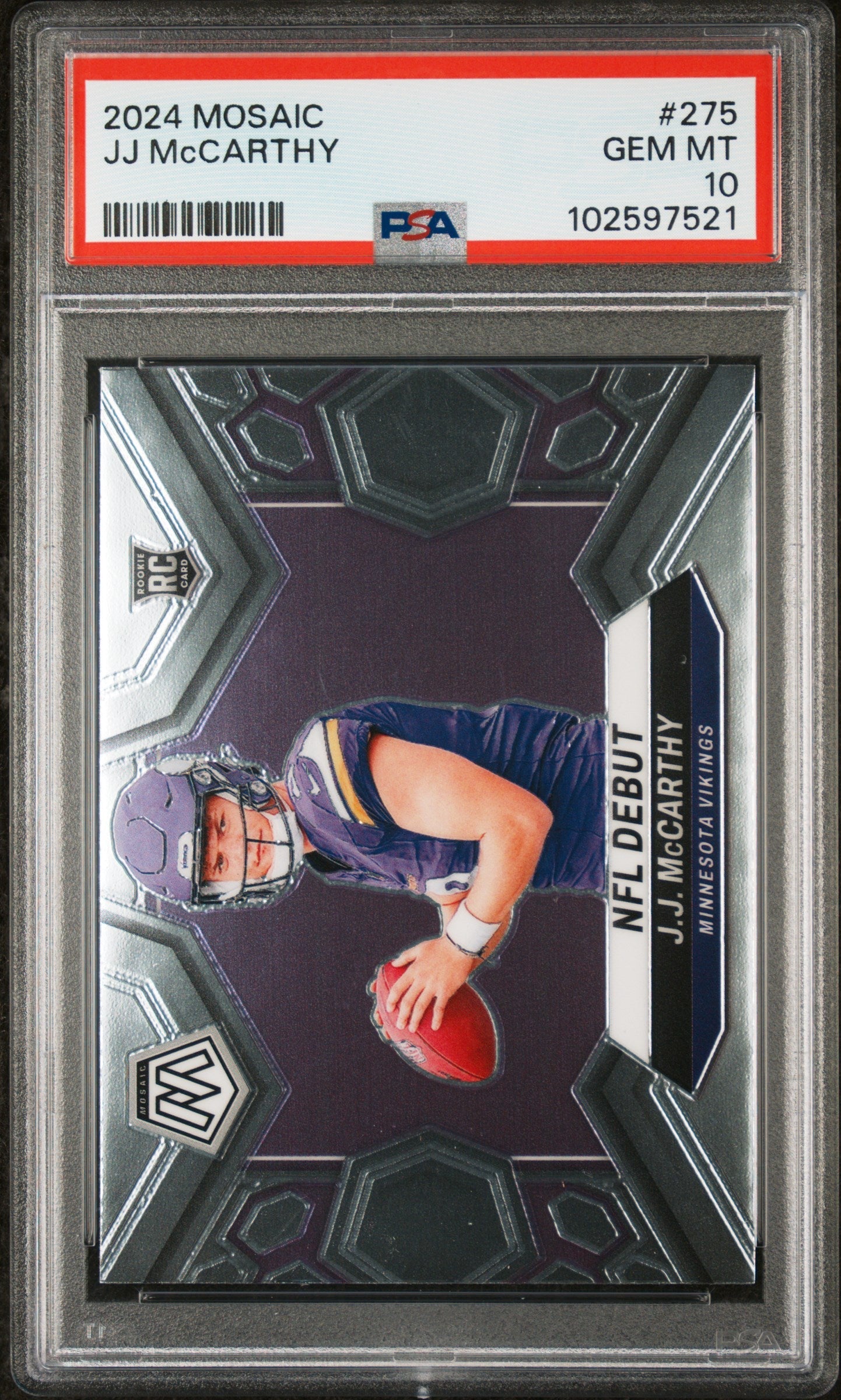 Graded 2024 Panini Mosaic JJ McCarthy #275 Rookie RC Football Card PSA 10 Gem Mint