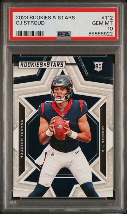 Graded 2023 Panini Rookies & Stars CJ Stroud #112 Rookie RC Football Card PSA 10 Gem Mint