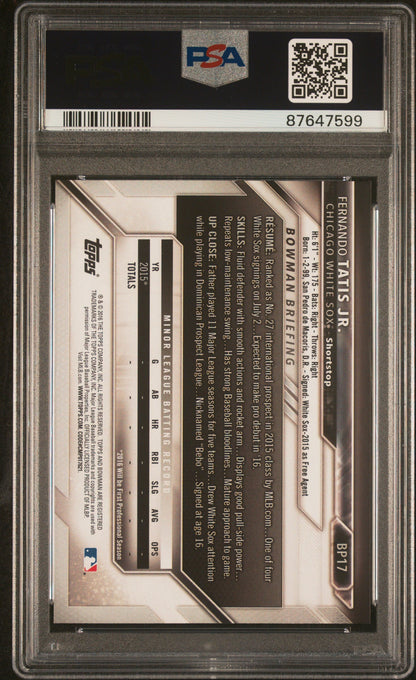 Graded 2016 Topps Bowman Prospects Fernando Tatis Jr. #BP17 Rookie RC Baseball Card PSA 10 Gem Mint