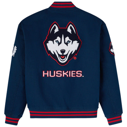 OVO x UConn Huskies Time To Shine Full-Snap Varsity Jacket - Navy