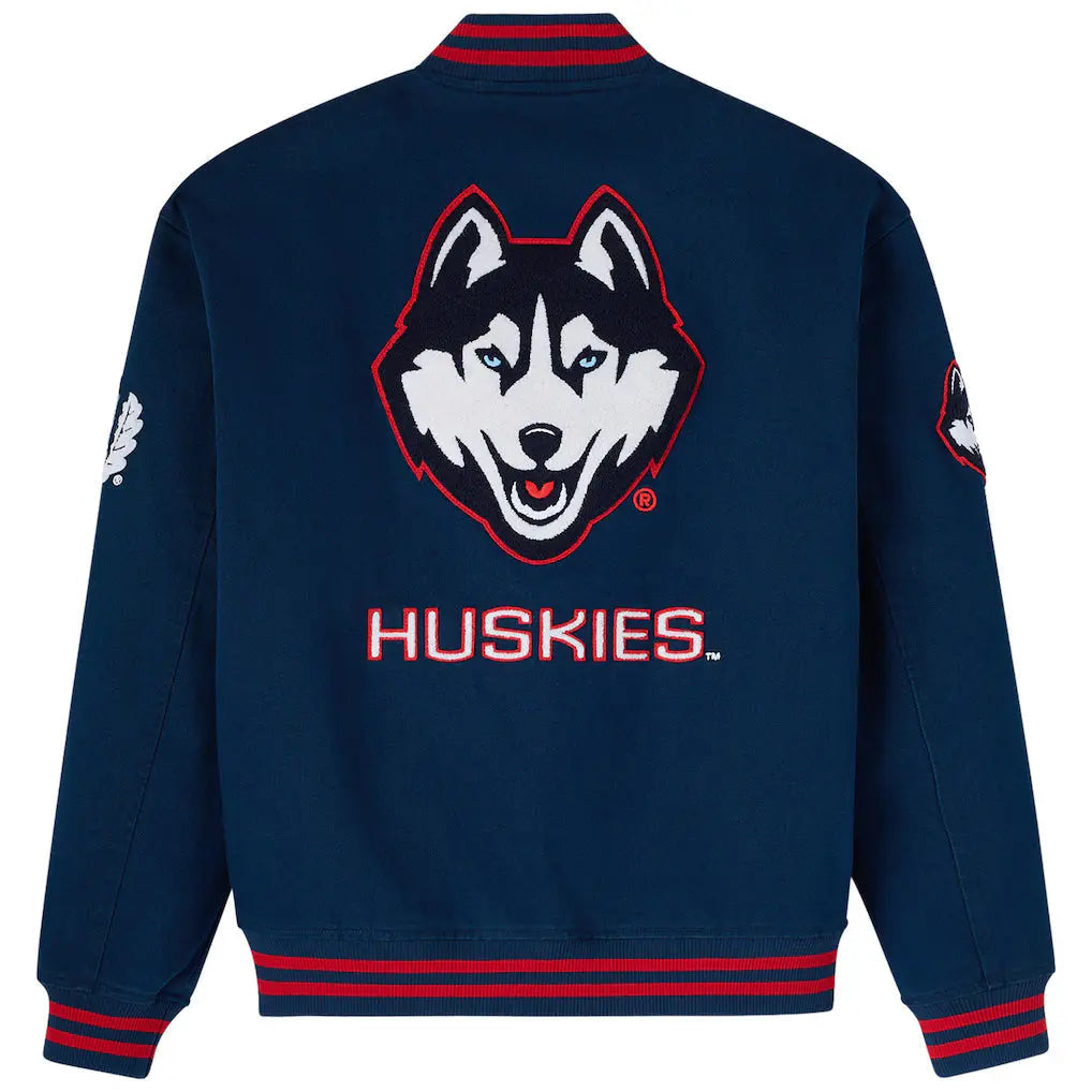 OVO x UConn Huskies Time To Shine Full-Snap Varsity Jacket - Navy