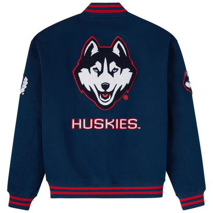 OVO x UConn Huskies Time To Shine Full-Snap Varsity Jacket - Navy