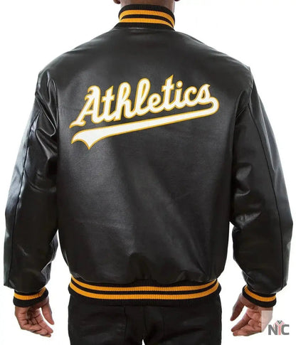 Oakland Athletics Black Leather Varsity Jacket