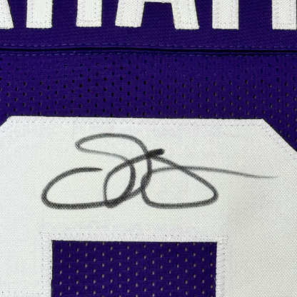Framed Autographed/Signed Odell Beckham Jr. 35x39 LSU Purple College Football Jersey JSA COA