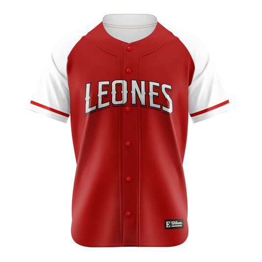 2025-2026 Official Escogido Baseball Jersey Red and White Wilson - Leones del Escogido LIDOM Shirt